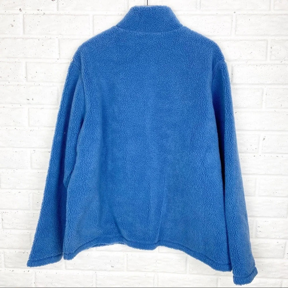 Land’s END Blue Oversized Sherpa 3/4 Zip Pull Over - Picture 2 of 8